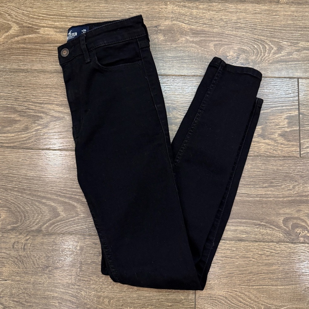 Hollister High Rise Super Skinny Jeans Black Denim - 0S W24 L28